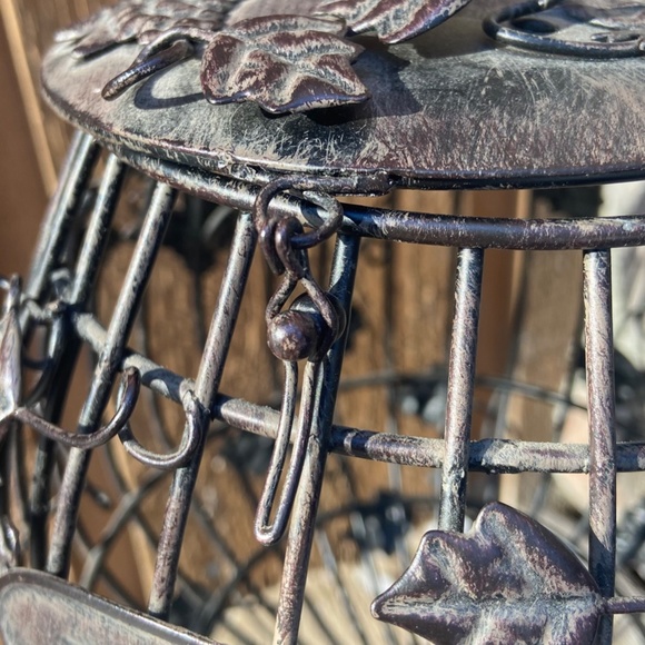 Wine Cork Metal Glass-Shaped w/ Clasped Lid Decorative Caged Holder - Picture 4 of 7